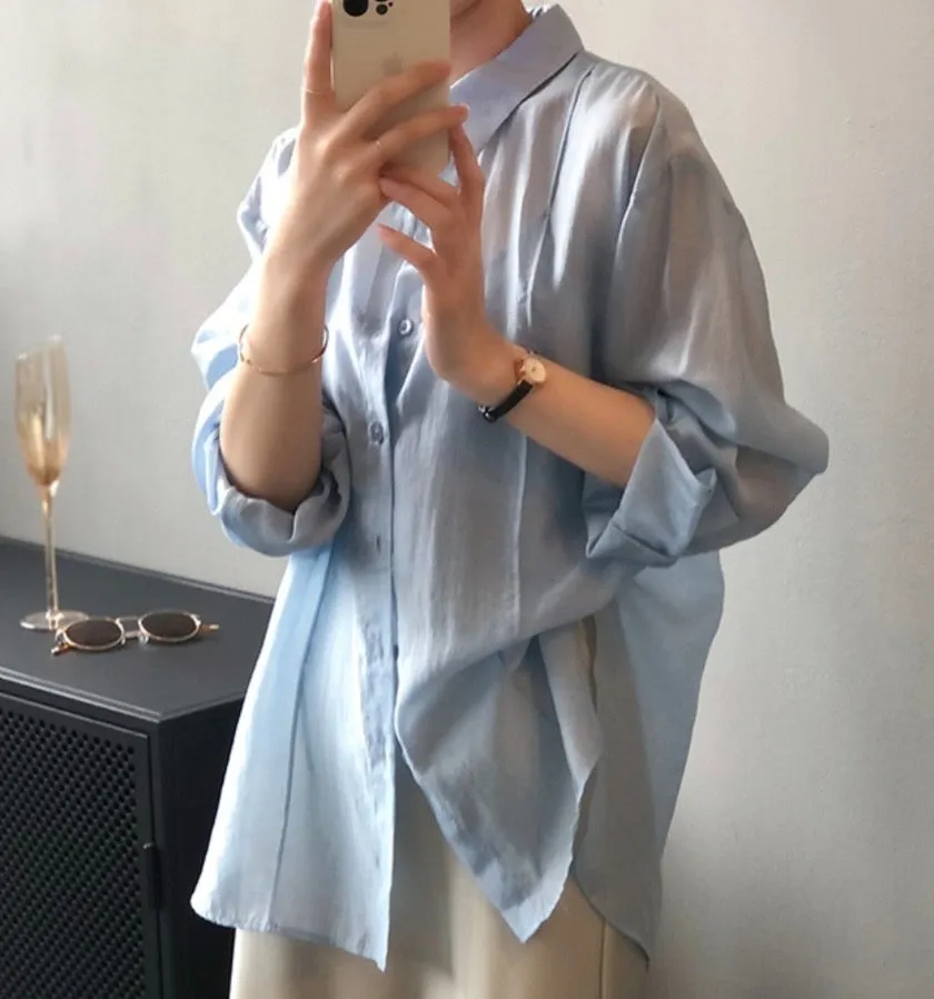 Tencel See-through Spring Summer Shirt