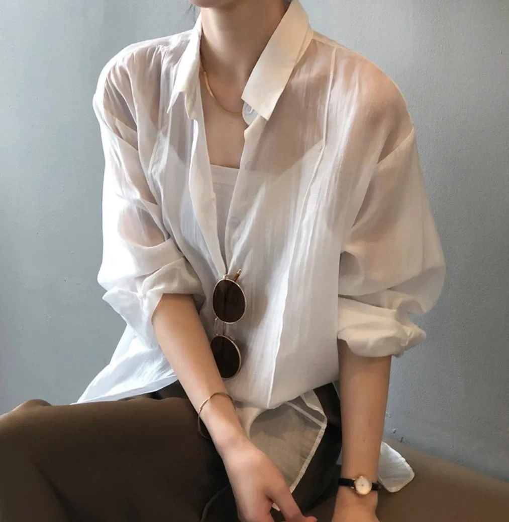 Tencel See-through Spring Summer Shirt