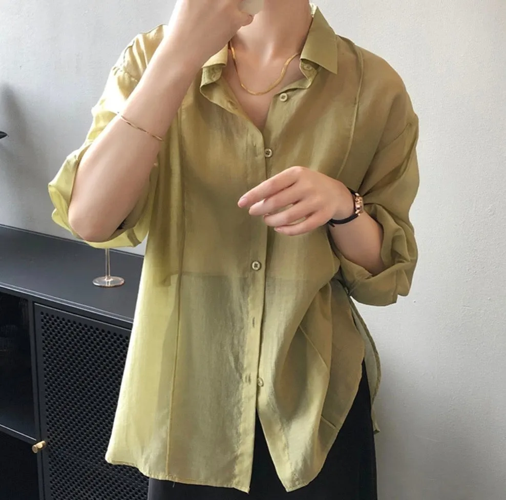 Tencel See-through Spring Summer Shirt
