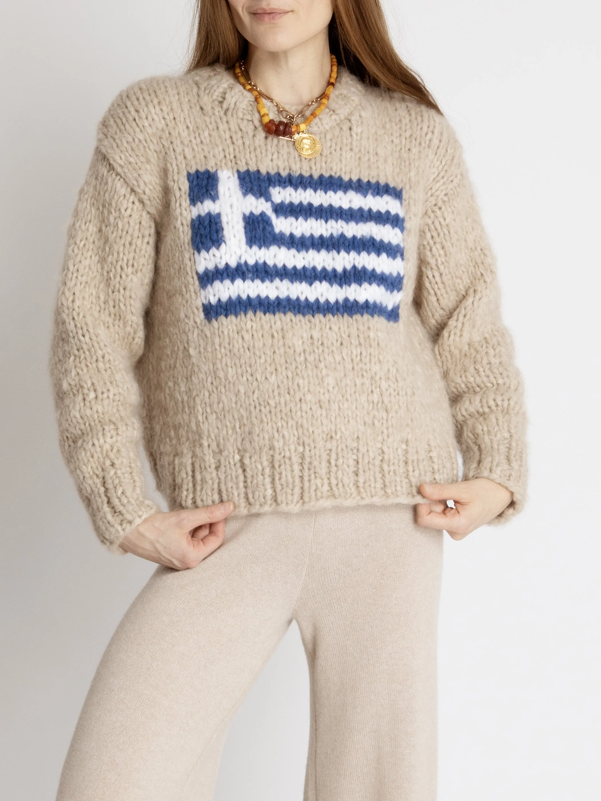 The Greek Flag Jooshi Sweater in Cashmere