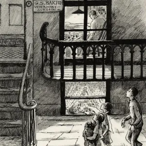 Through the window they could see Dr. Barton