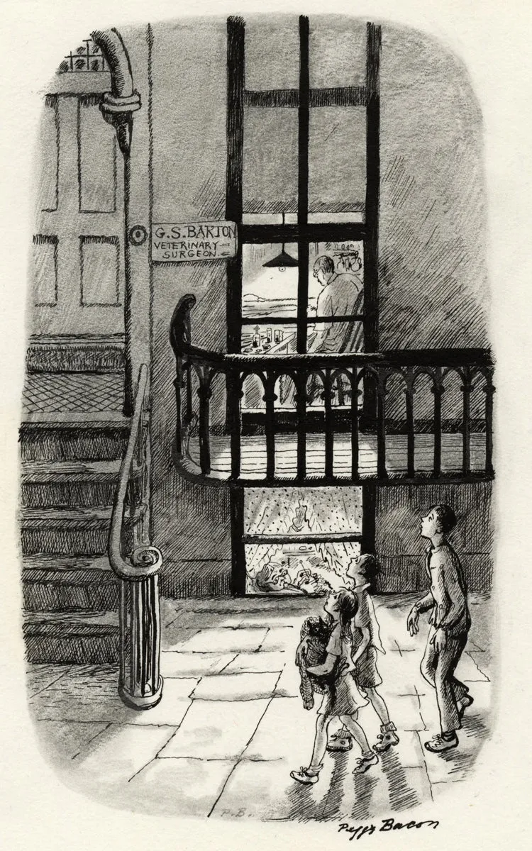 Through the window they could see Dr. Barton