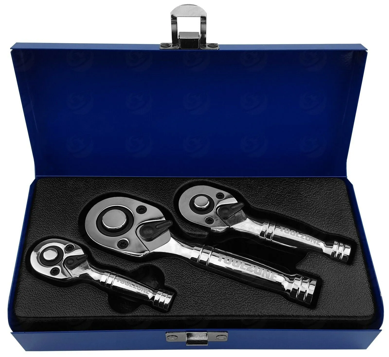 TOOLZONE 3PCS 72 TOOTH STUBBY RATCHET HANDLE SET 1/4" & 3/8" & 1/2" DRIVE