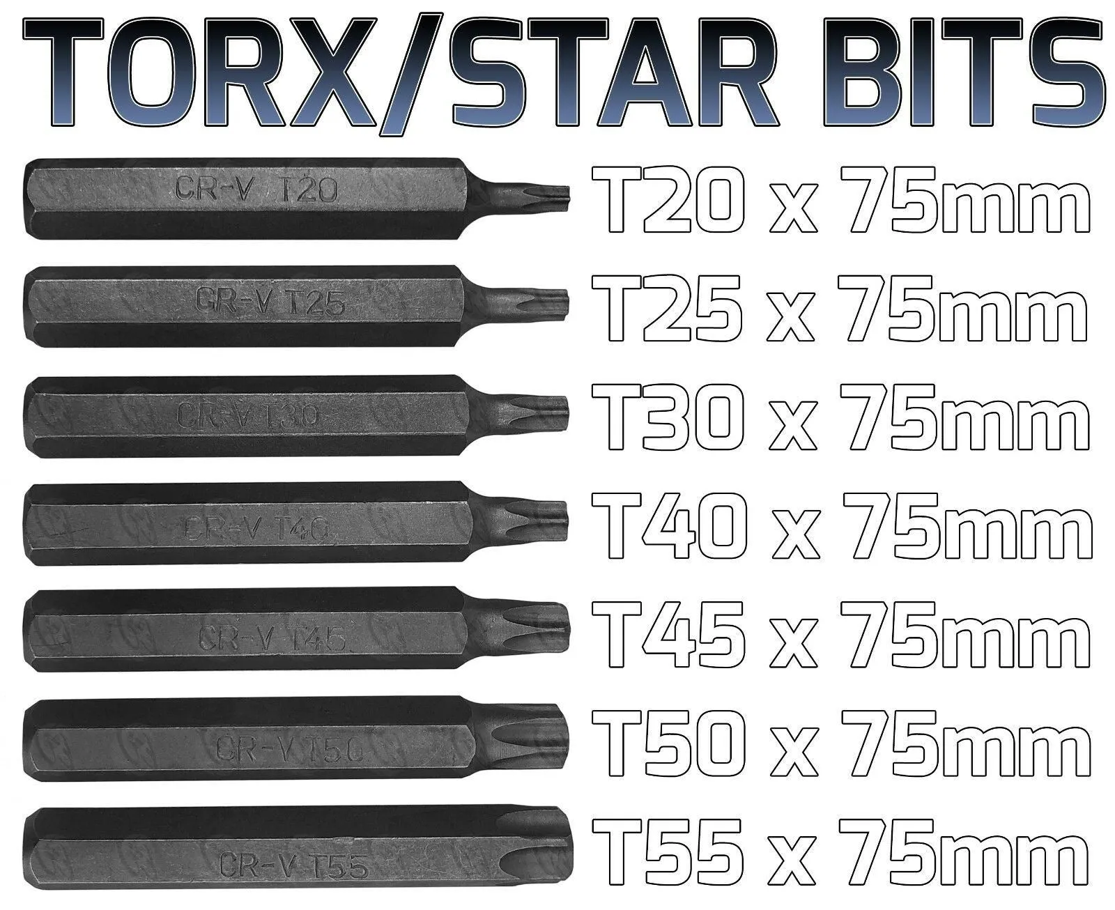 TOOLZONE 40PCS HEX - TORX - SPLINE BIT SOCKETS