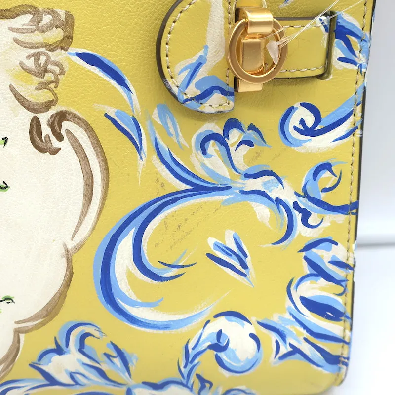 Tory Burch Small Lee Radziwill Double Bag Yellow Floral Print Leather Crossbody