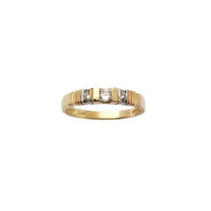 Tricolor Segmented Accent CZ Ring (14K)
