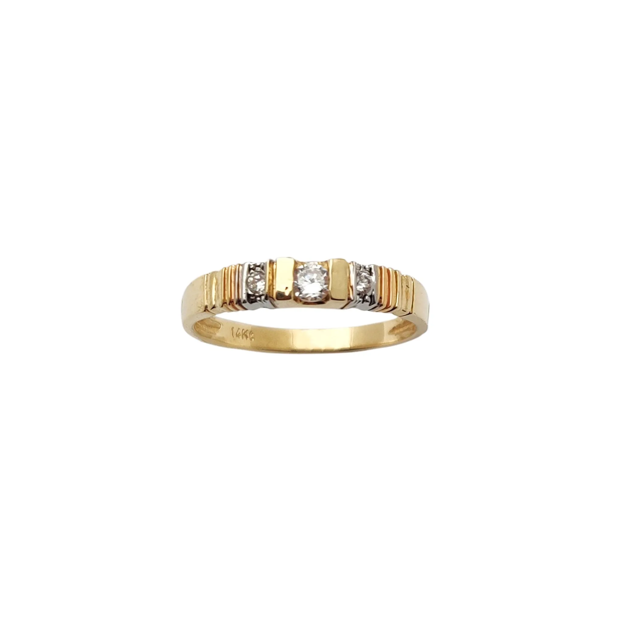 Tricolor Segmented Accent CZ Ring (14K)