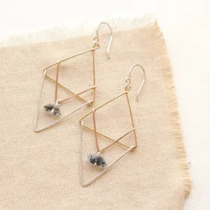 Triple Layered Triangle Herkimer Diamond Earrings