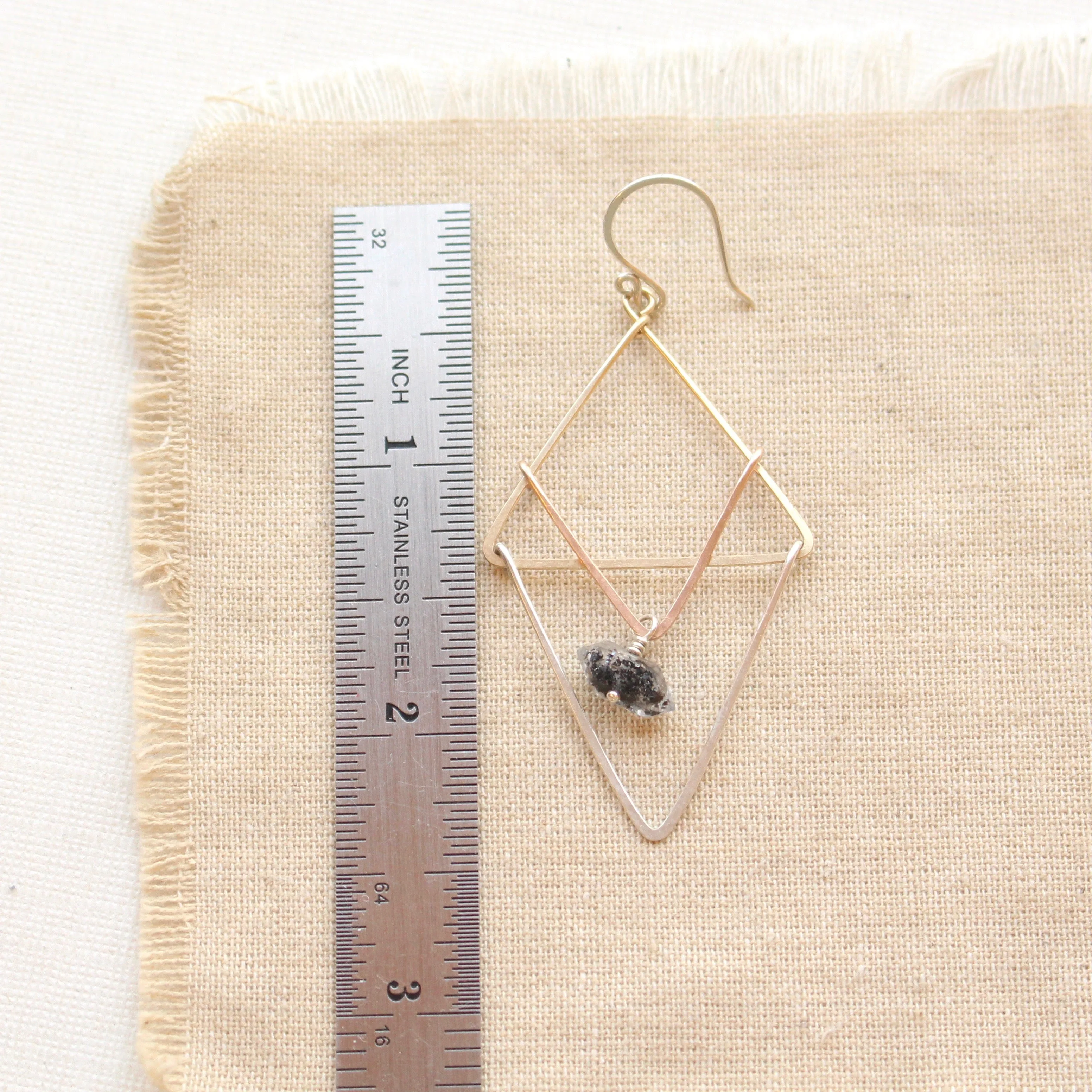 Triple Layered Triangle Herkimer Diamond Earrings