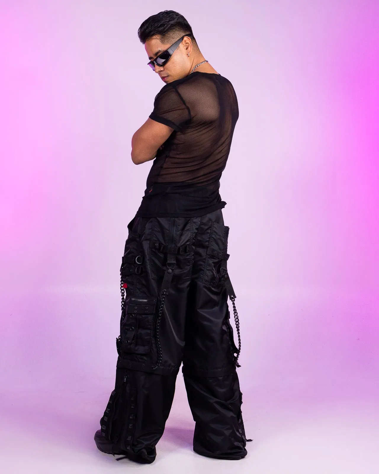 Tripp NYC Black Short Sleeve Fishnet Top