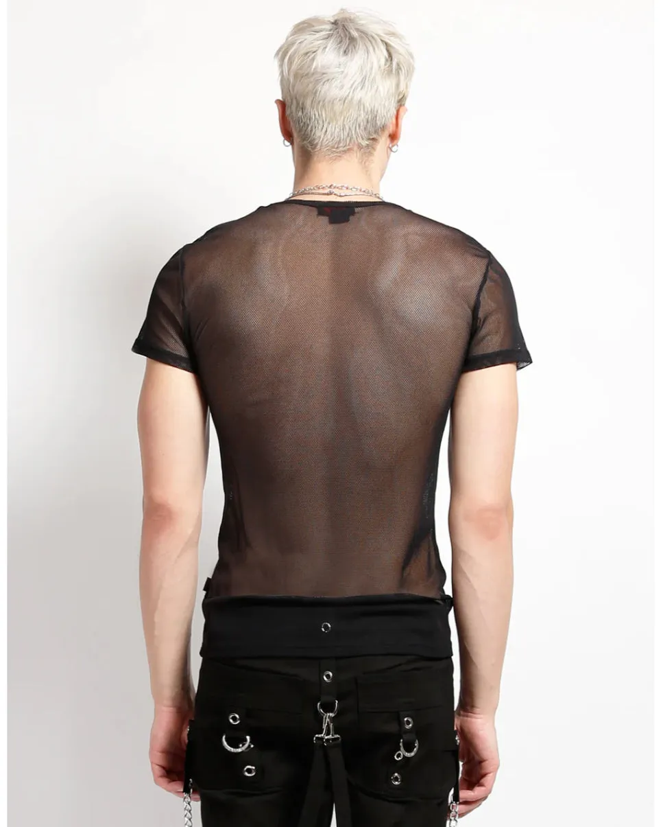 Tripp NYC Black Short Sleeve Fishnet Top