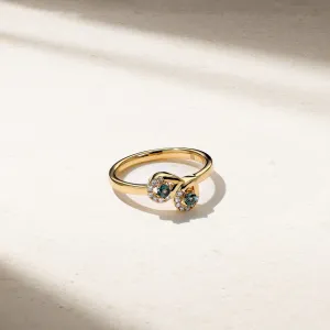 Twin Dewdrop Alexandrite and Diamond Ring
