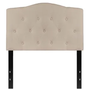 Twin size Beige Fabric Upholstered Button Tufted Headboard