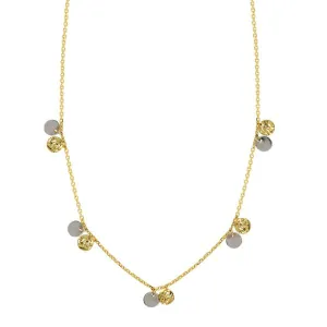 TWO TONE DISCS NECKLACE 14K