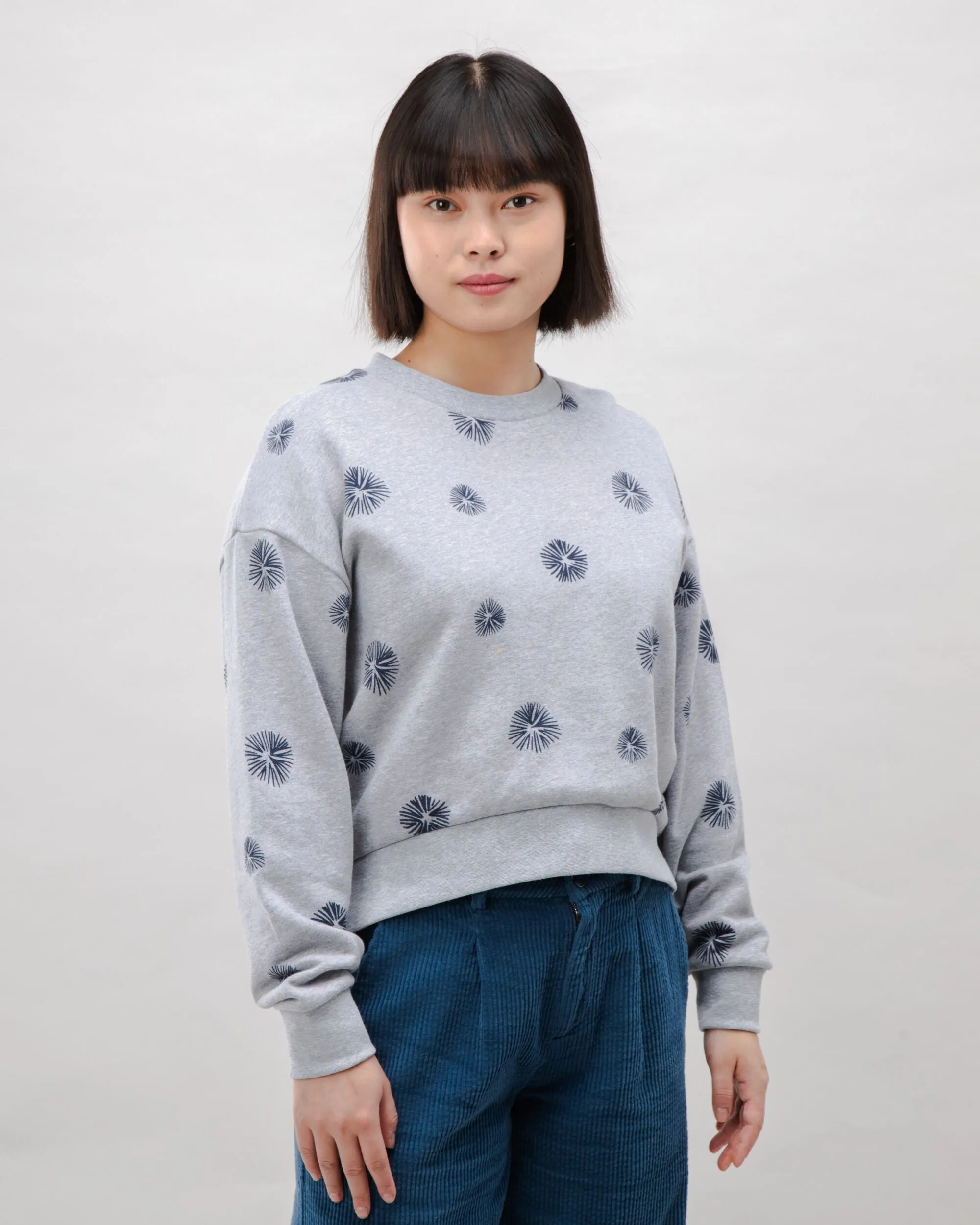 Urchin Rounded Cotton Sweatshirt Grey Melange