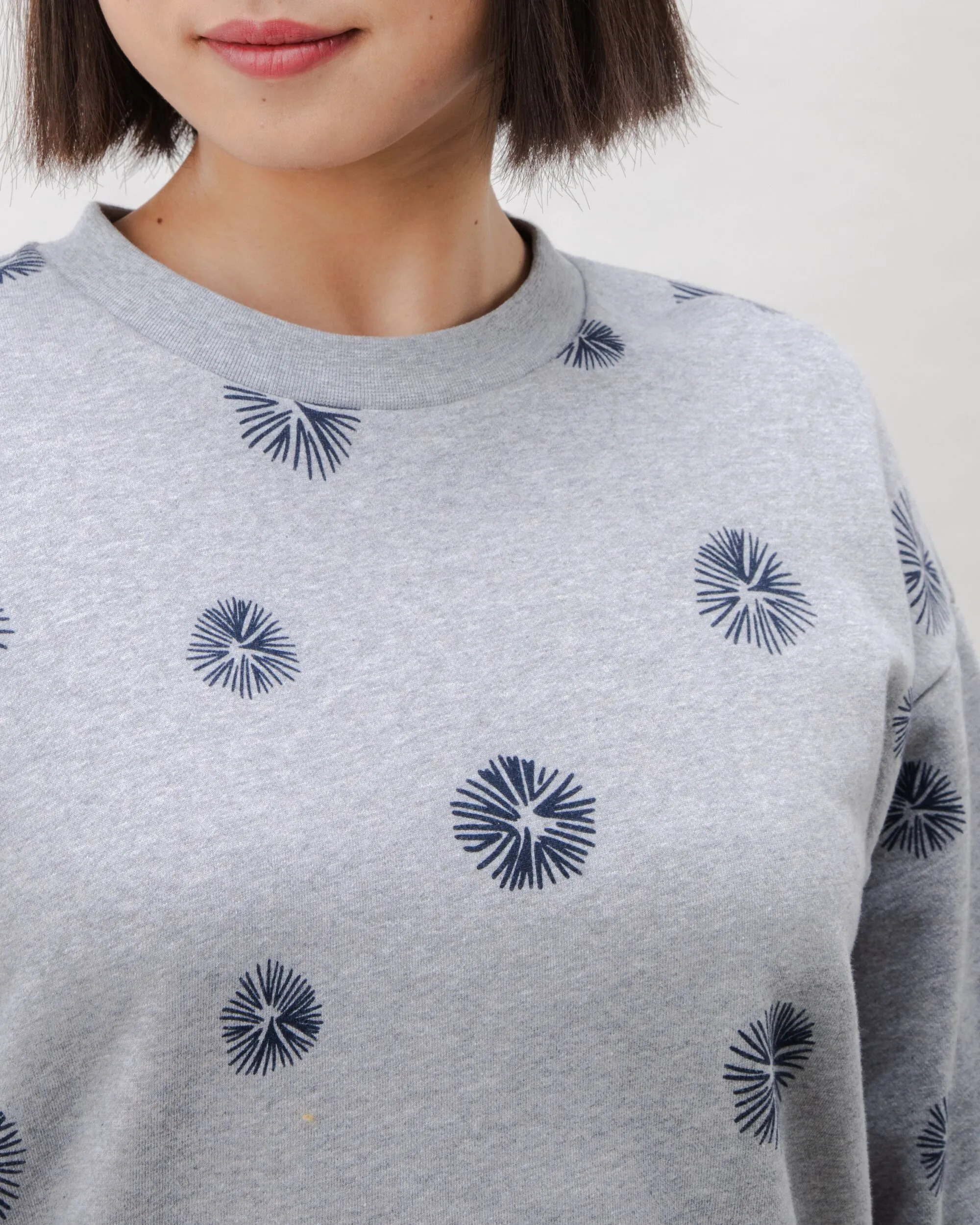 Urchin Rounded Cotton Sweatshirt Grey Melange