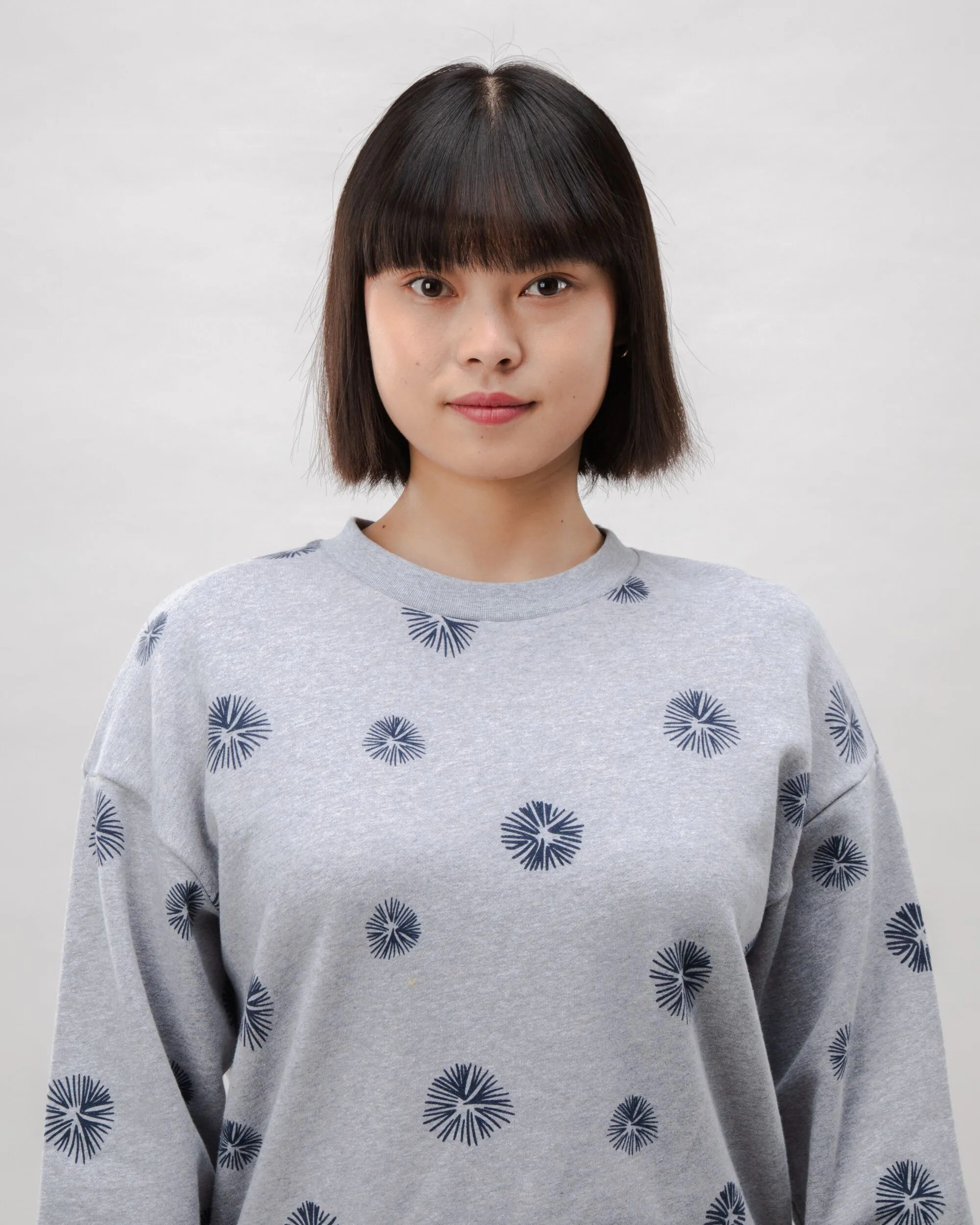Urchin Rounded Cotton Sweatshirt Grey Melange
