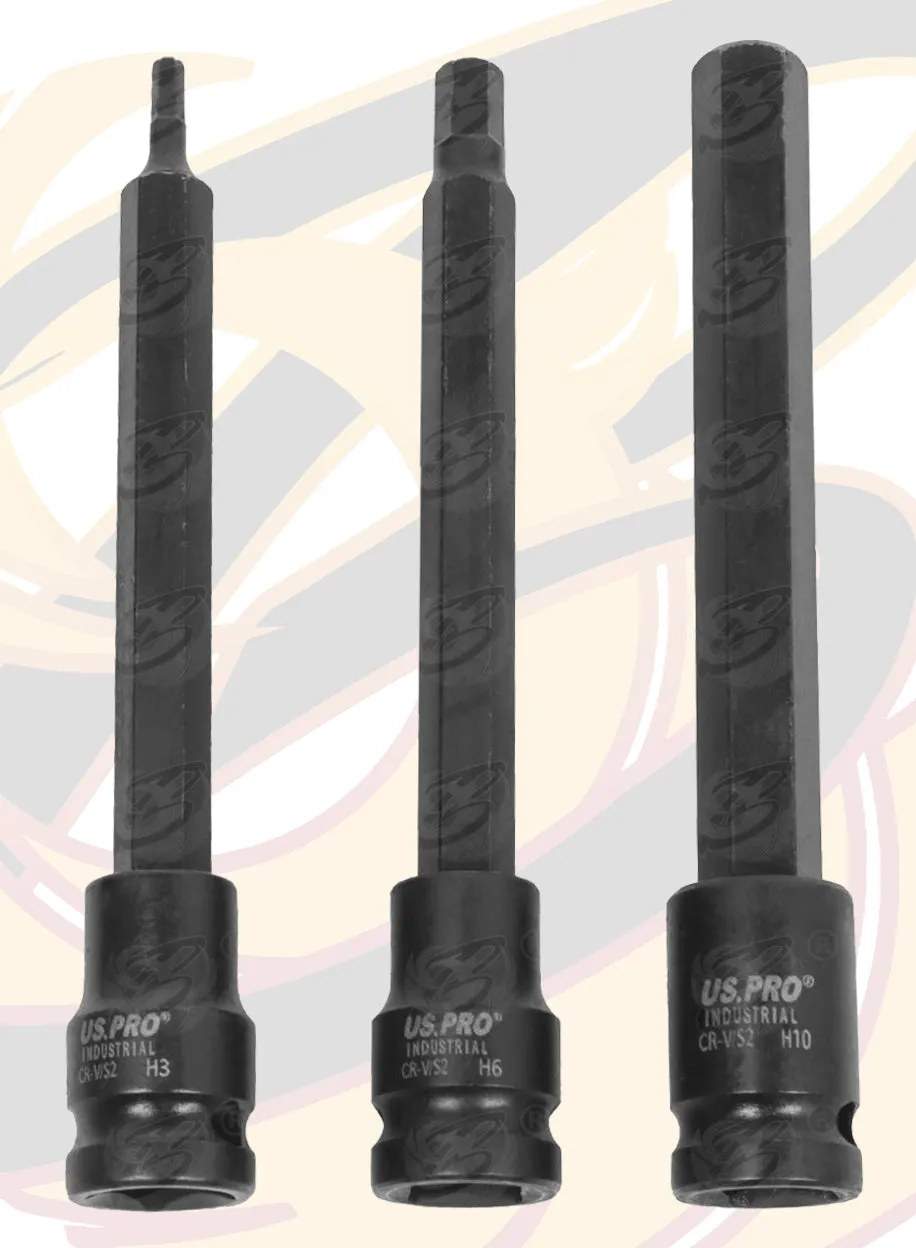 US PRO 25PCS 3/8" DRIVE EXTRA LONG IMPACT HEX - TORX - SPLINE BIT SOCKETS
