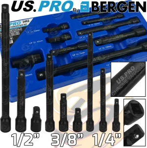 US PRO 9PCS 1/4" & 3/8" & 1/2" DRIVE IMPACT EXTENSION BARS