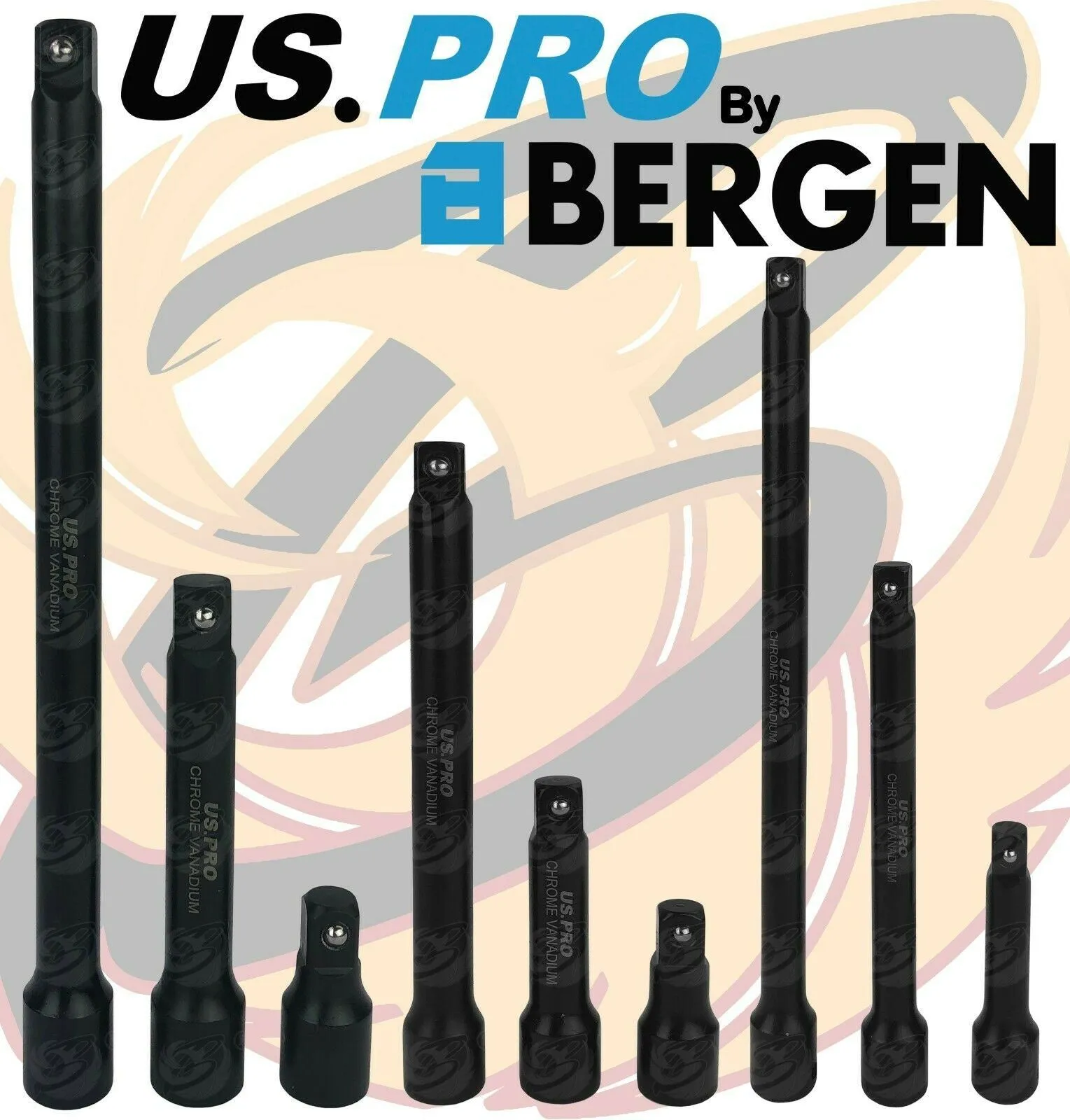 US PRO 9PCS 1/4" & 3/8" & 1/2" DRIVE IMPACT EXTENSION BARS