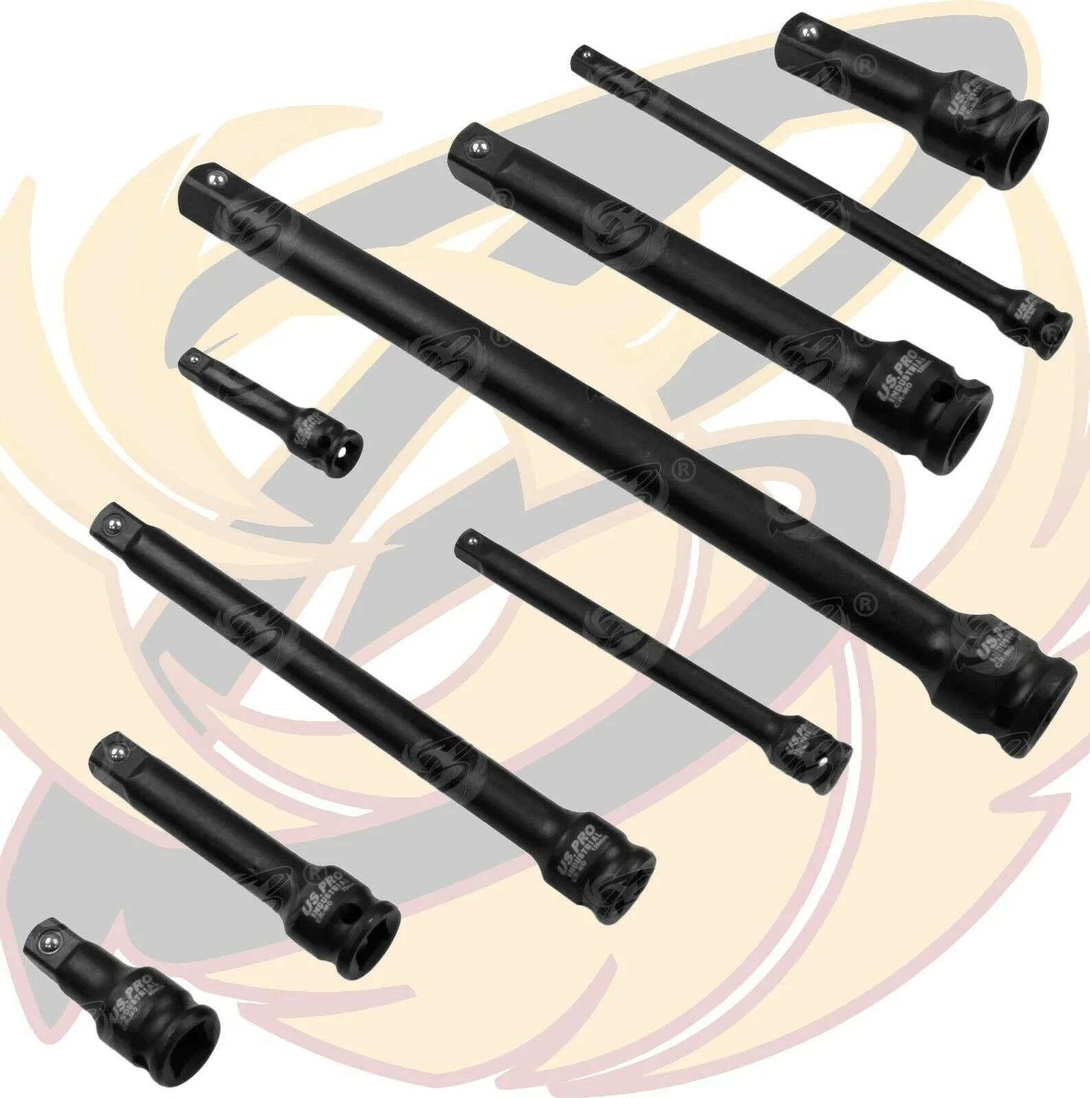 US PRO INDUSTRIAL 9PCS 1/4" & 3/8" & 1/2" DRIVE IMPACT EXTENSION BARS