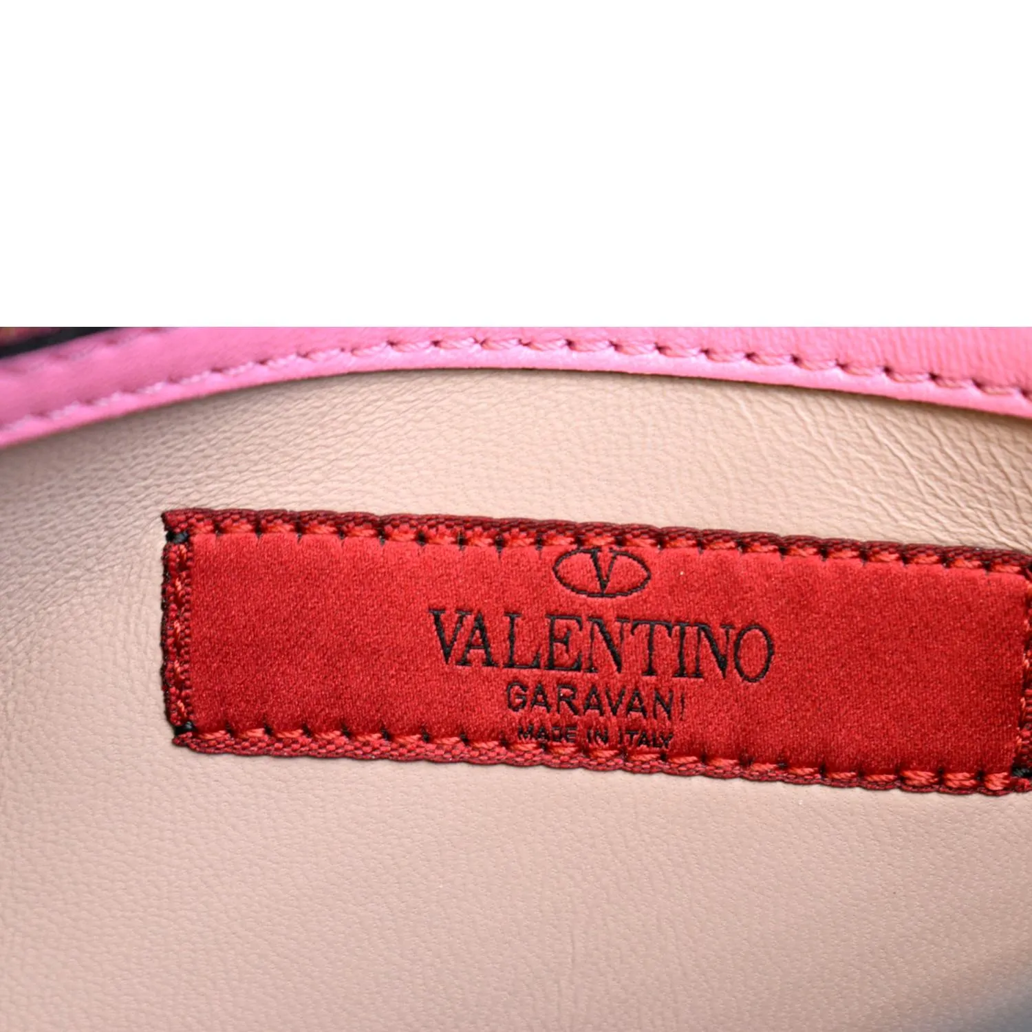 VALENTINO Rockstud Leather Clutch Bag Pink
