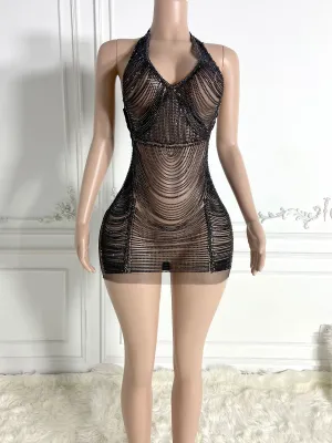 Velvet Noir Captivating Mini Dress