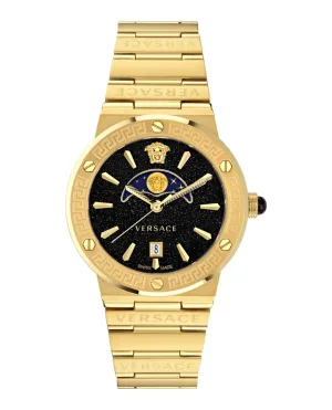 Versace Greca Logo Moonphase Gold Ladies Watch
