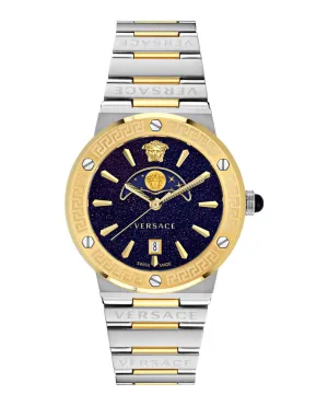 Versace Greca Logo Moonphase Two-Tone Ladies Watch
