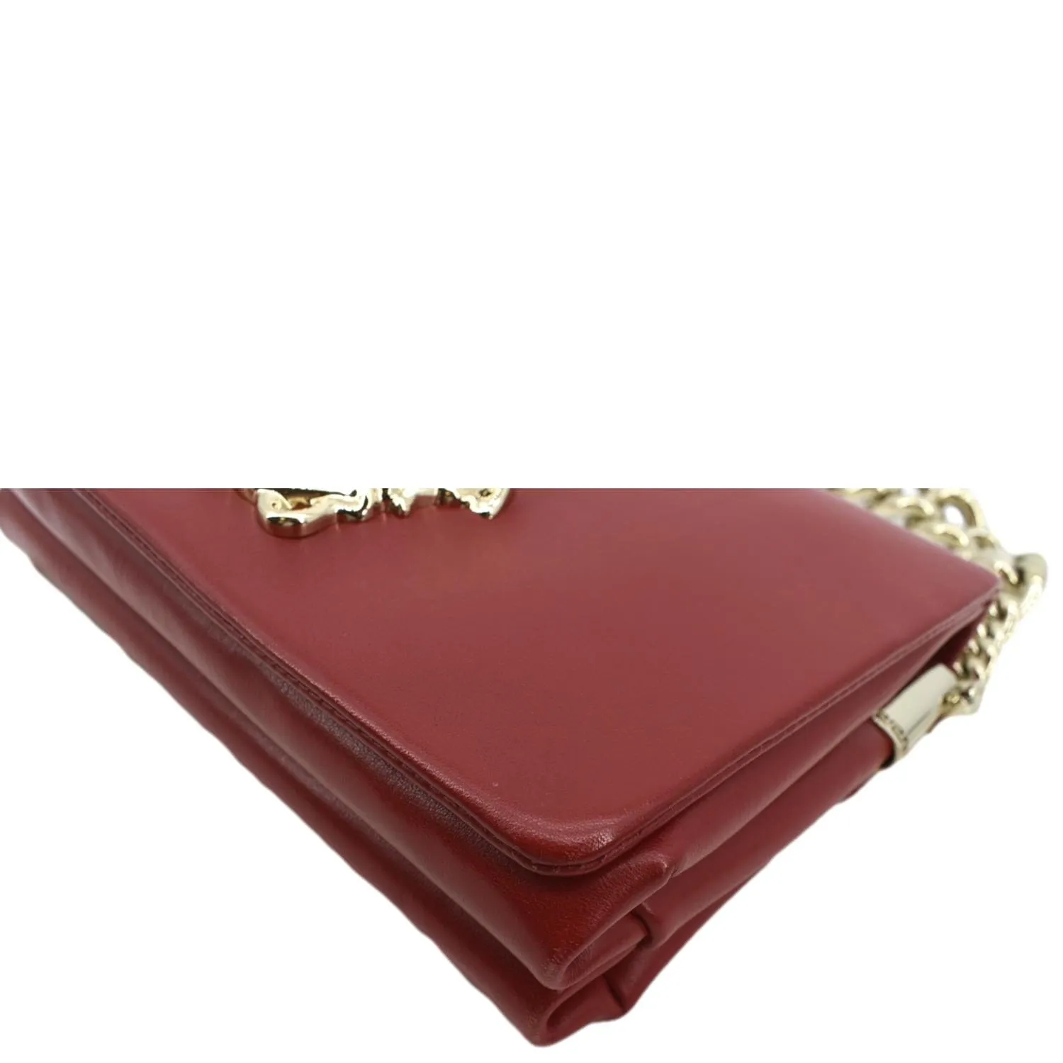 VERSACE Medusa Calfskin Leather Chain Clutch Bag Red