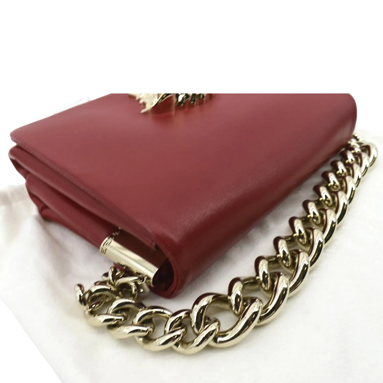 VERSACE Medusa Calfskin Leather Chain Clutch Bag Red