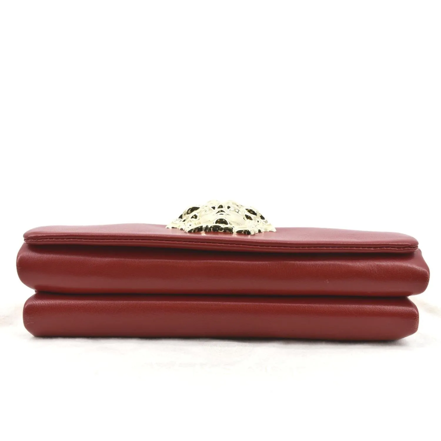 VERSACE Medusa Calfskin Leather Chain Clutch Bag Red