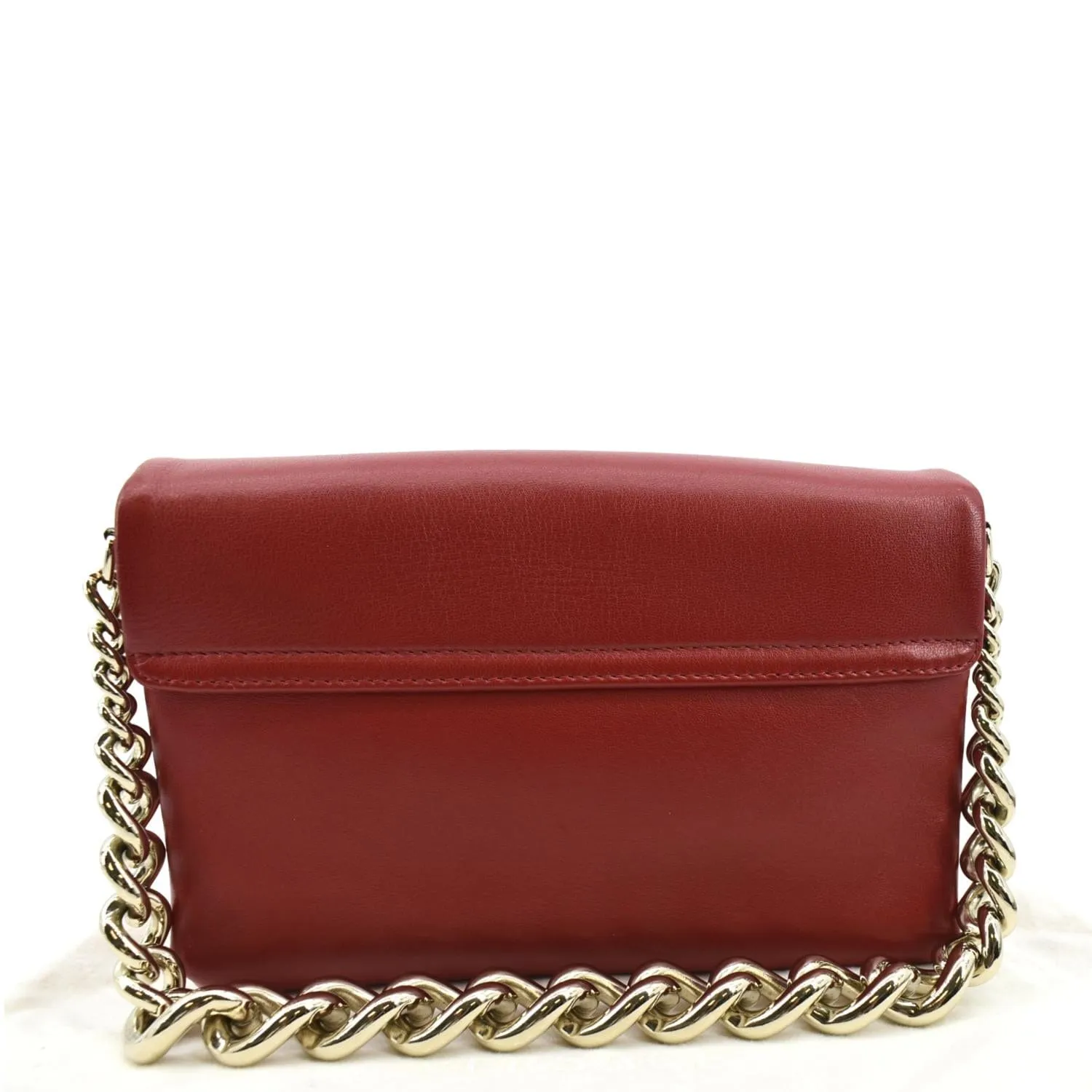 VERSACE Medusa Calfskin Leather Chain Clutch Bag Red