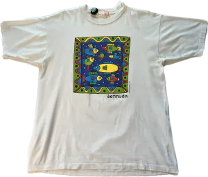 VTG Flying Dogs '94 Bermuda Fish Graphic Art Tee - White
