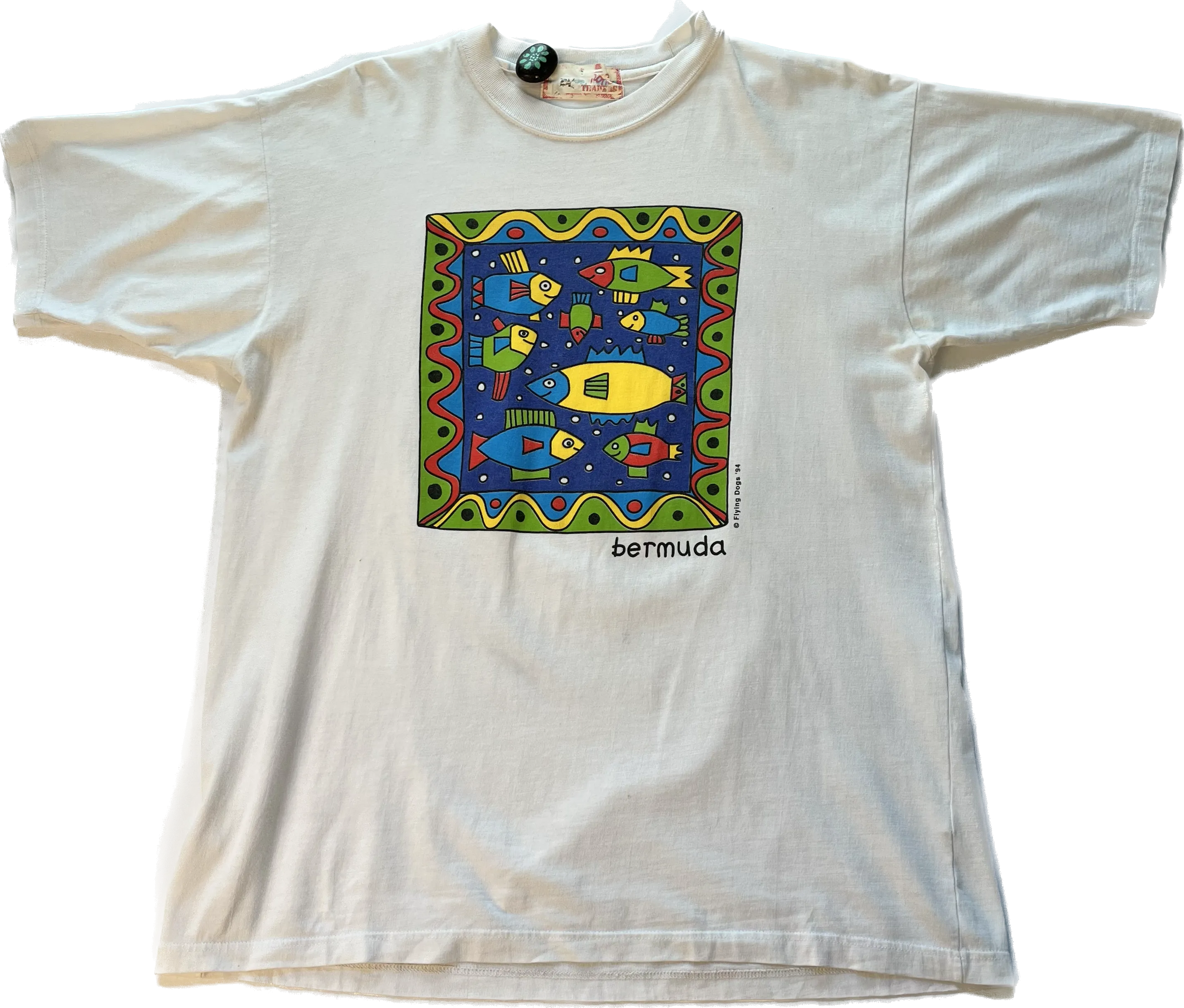 VTG Flying Dogs '94 Bermuda Fish Graphic Art Tee - White