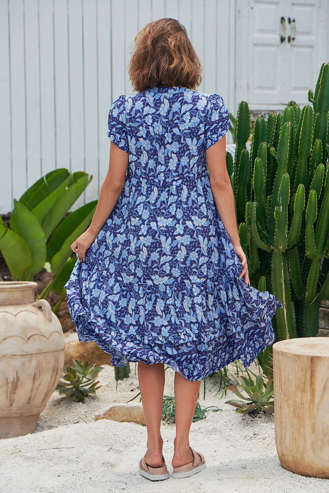 Waves Print Nella Midi Dress
