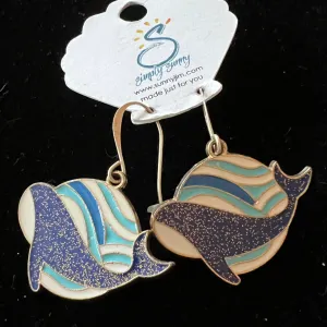 Whales Earrings, Enamel