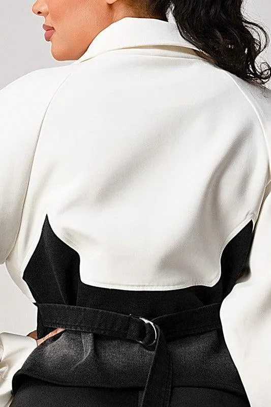WHITE AND BLACK CONTRASTED JACKET