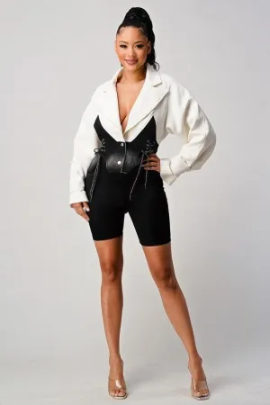 WHITE AND BLACK CONTRASTED JACKET