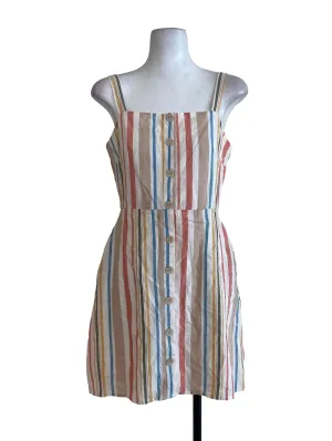 White Colorful Striped Dress
