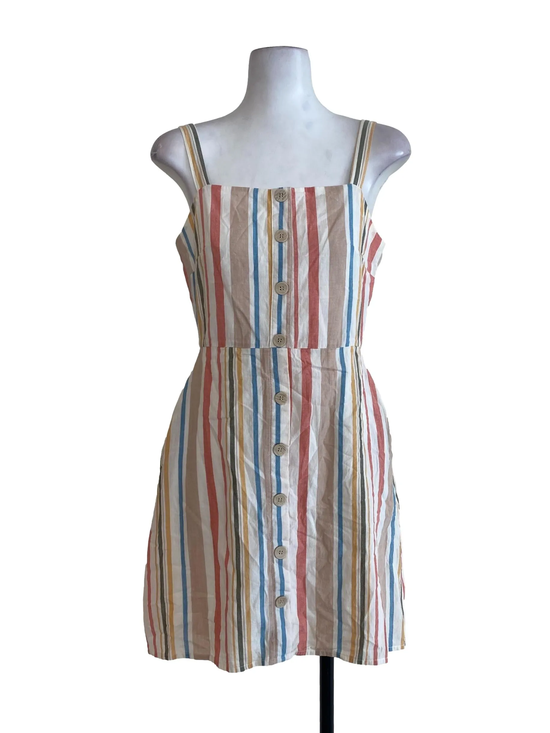 White Colorful Striped Dress