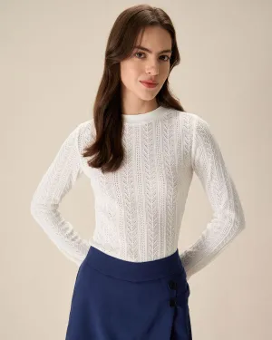 White See-Through Knit Tee