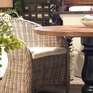 Wicker Chair - Rounded Back & Seat Cushion