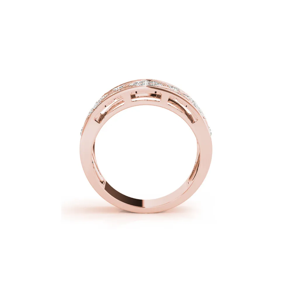 Wide Pavé Diamond Milgrain Triangle Band