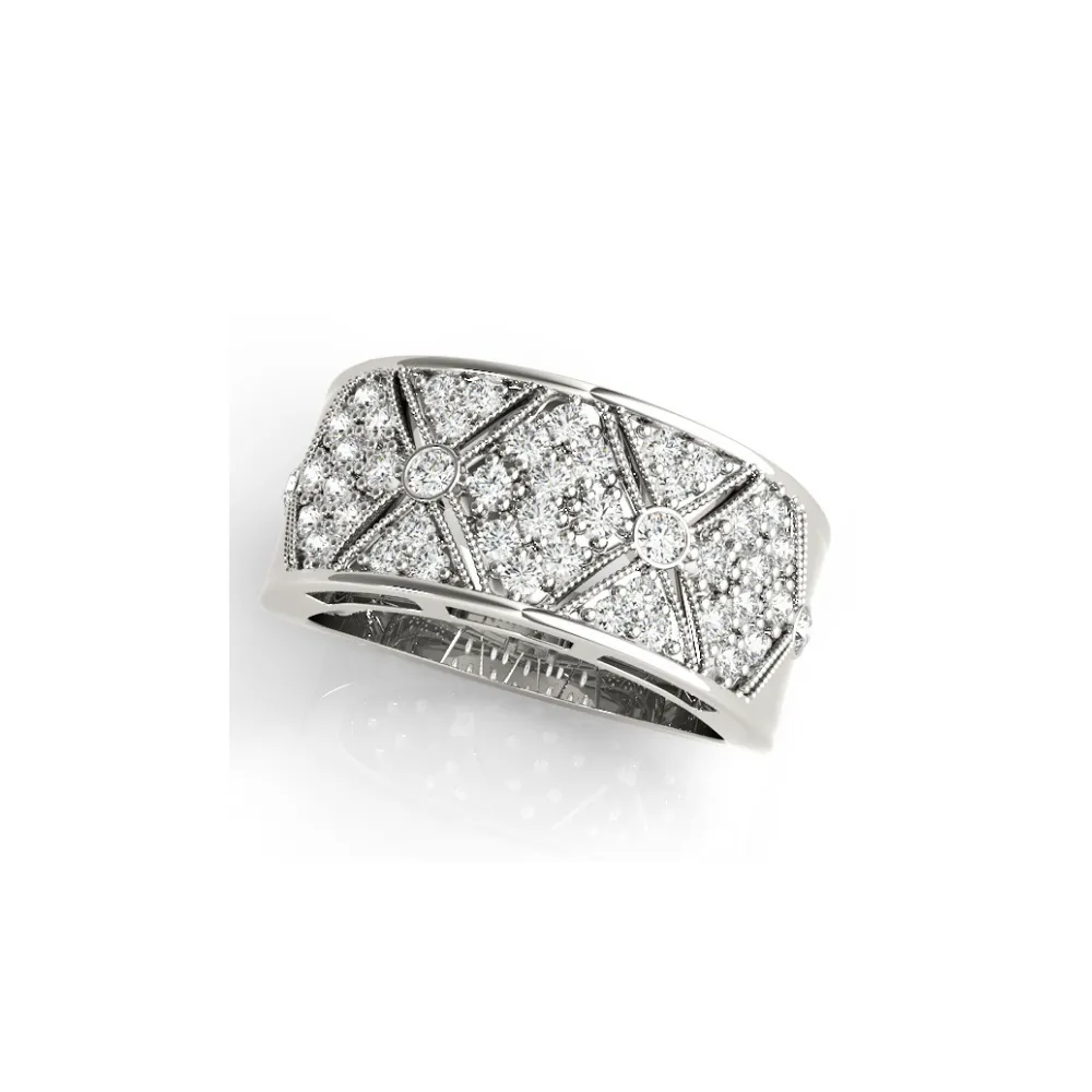 Wide Pavé Diamond Milgrain Triangle Band