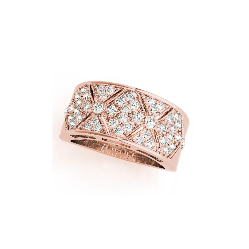 Wide Pavé Diamond Milgrain Triangle Band