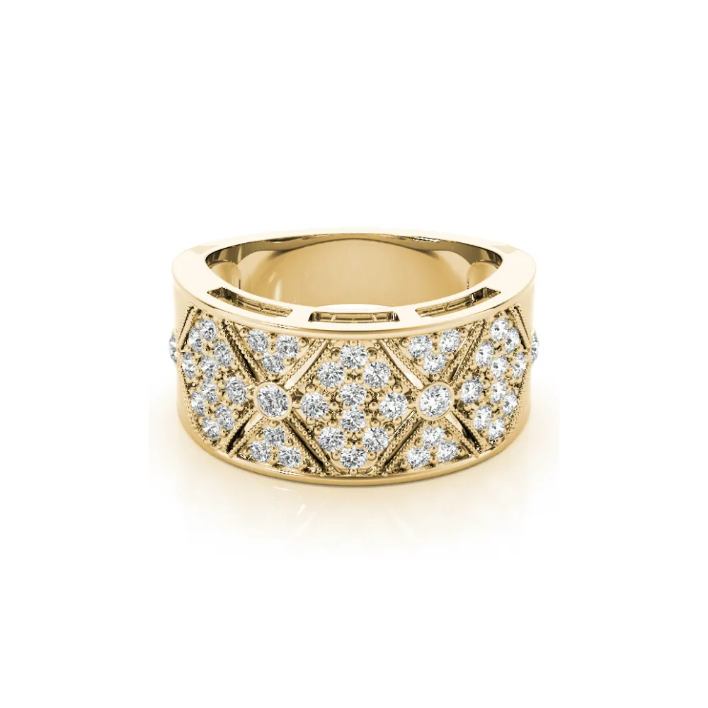 Wide Pavé Diamond Milgrain Triangle Band