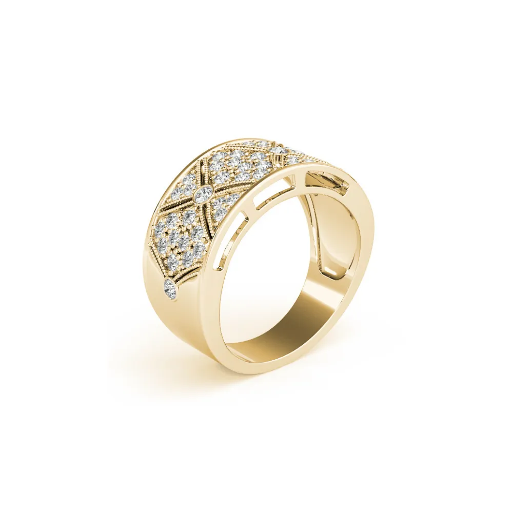 Wide Pavé Diamond Milgrain Triangle Band