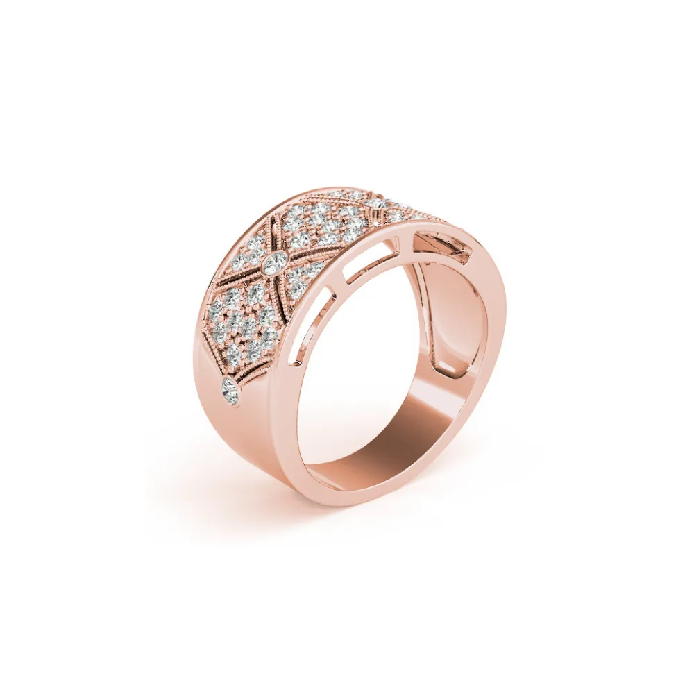 Wide Pavé Diamond Milgrain Triangle Band