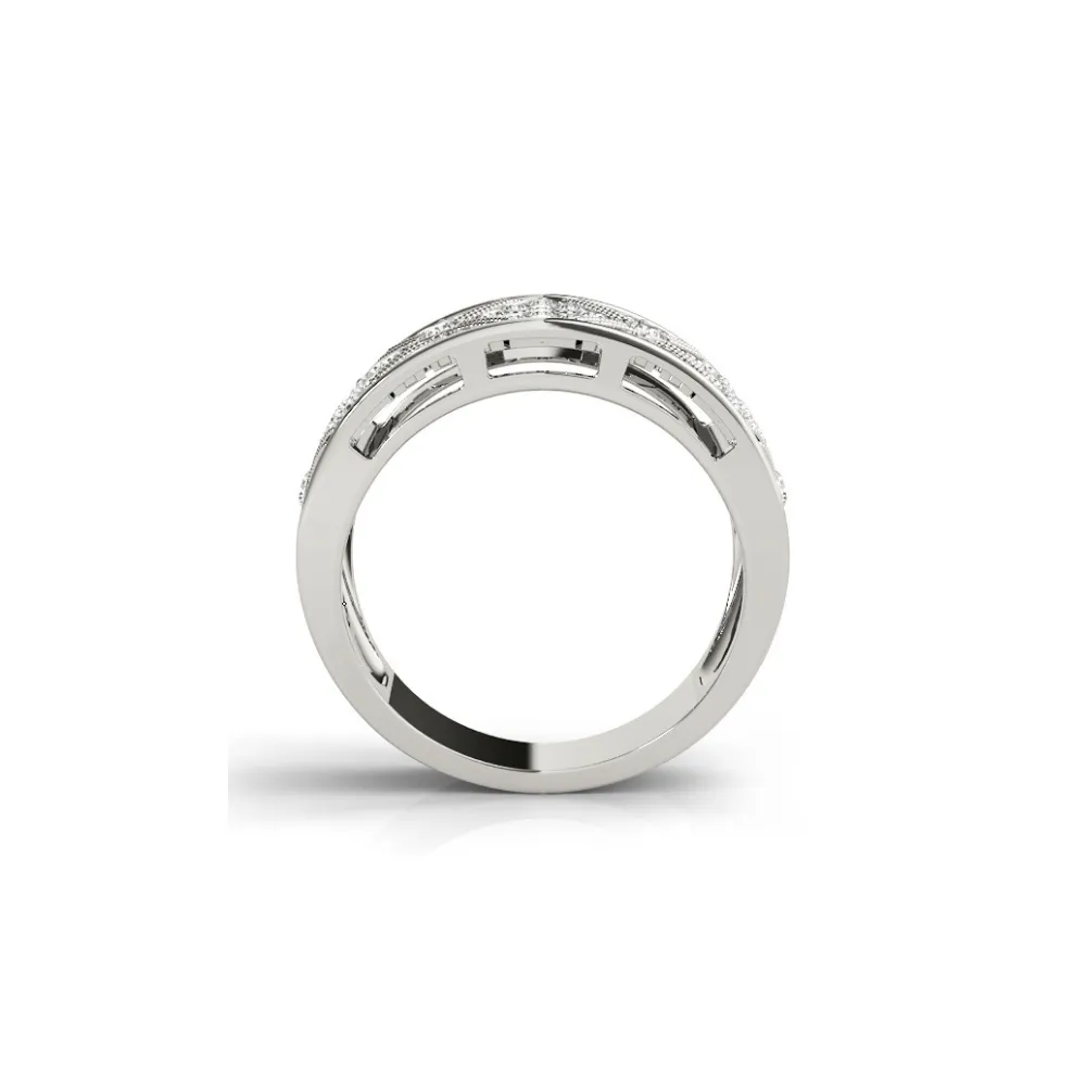 Wide Pavé Diamond Milgrain Triangle Band